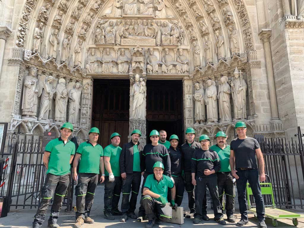 The Bovis team during the rescue operations of Notre Dame's valuable artworks in Paris
